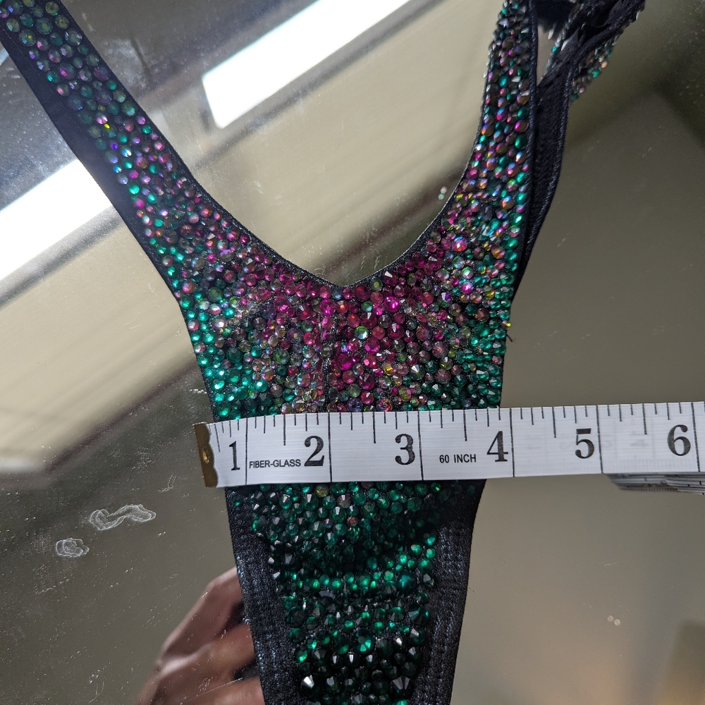 Embellished Gradient Rhinestone Bikini Set - Purple & Teal - Picture 12 of 16